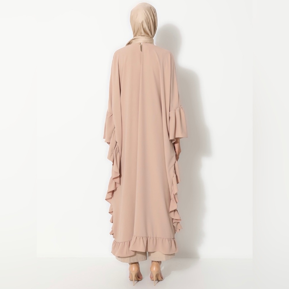 Modanisa Ruffle Trim Abaya - Picture 3 of 3